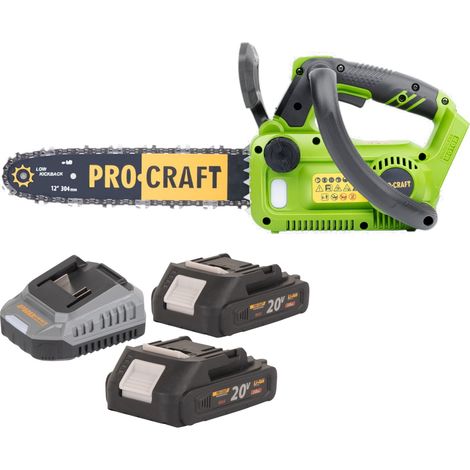 Motosega a batteria Procraft PKA42Libb 20 V 304 mm Brushless + 2 batterie 2,0 Ah + caricabatterie
