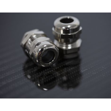 Presse-étoupe M16 x 1.5 en Laiton nickelé pour câble de 5mm à 10mm, avec contre-écrous, IP68 ( Prix pour Paquet de 5 ) (1/3)