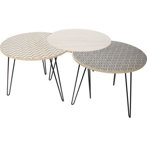 Table d'appoint - HOME DECO FACTORY - Modulable - 3 en 1 - Beige et Noir (1/10)