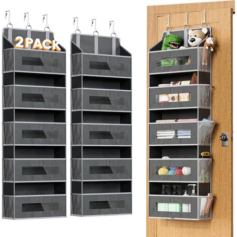 2-türige Organizer – 5 Ablagen + 10 Netztaschen + 3 Haken – großes Fassungsvermögen – Schlafzimmer