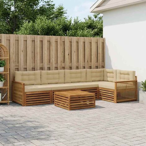 Ensemble de canapés d'extérieur 6 pcs Naturel et Beige (1/5)