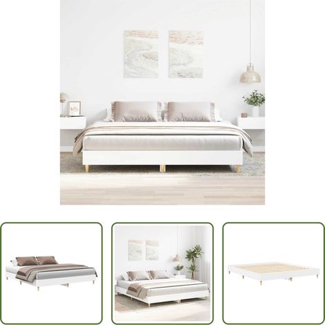Cadre de lit - Cadre de lit sans matelas blanc 180x200 cm bois d'ingénierie (1/5)