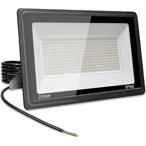 Outdoor LED Floodlight 200 W, 20000 LM 6000 K Cool White LED Spotlight, IP66 Waterproof Outdoor Lighting, 288 LEDs, Flexible Installation, Lamp for Garden, Patio and Security, No Plug (1/5)