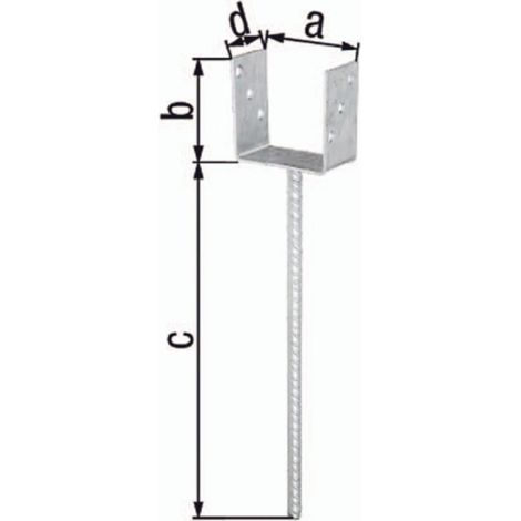 GAH Alberts U-Pfostenträger ETA-10/0210 101x100x400x60mm TZN m.ext.langem Betonanker - 214418 (1/2)