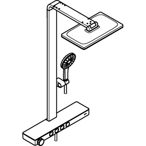 GROHE Duschsystem Rainshower Aqua Pure 100961, mit SmartControl Thermostat, Wandmontage, Kopfbrause 400 x 230 mm, 2 Strahl, Durchfluss 8.7 l/min, Brauseboden schwarz, Handbrause 3 Strahl, Durchfluss 8 (1/3)
