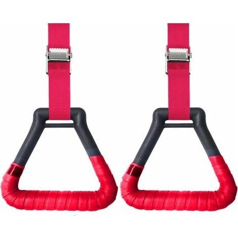 2 Anneaux de gymnastique, sangle nylon réglable, surface antidérapante, charge 200 kg, intérieur extérieur (1/5)