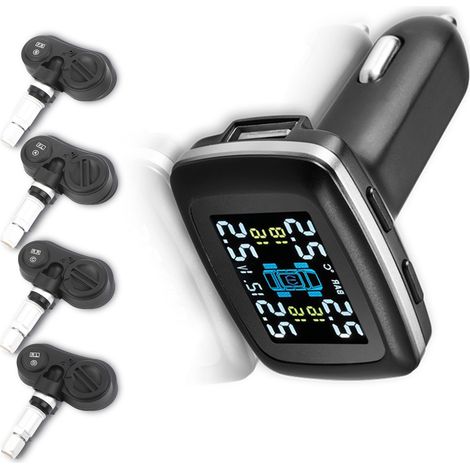 Pneu Pression Surveillance TPMS Voiture Allume-Cigare 4 Capteurs Internes Système Monitorage (1/5)