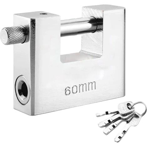 Cadenas - Anti-coupure, antivol, ouverture sécurisée, cadenas rectangulaire imitation acier inoxydable - 60 mm
