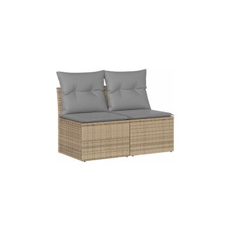 Salon de jardin avec coussins 4 pcs beige résine tressée acacia (1/5)