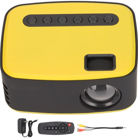 Mini projecteur portable 1920x1080P, haut-parleur 2W, interface micro USB, noir et jaune, compatible smartphone/AV, prise US 100-240V (1/5)