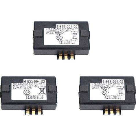 Baterías de respaldo para tres módulos de control del servicio de información del vehículo, aptas para sistemas de llamada de emergencia SOS. Números de pieza: 64116833944 y 84106833994.