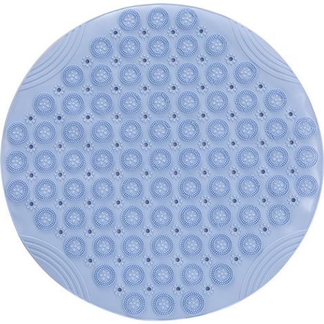 Tapis Douche Rond Bleu Antidérapant 55x55cm (1/5)