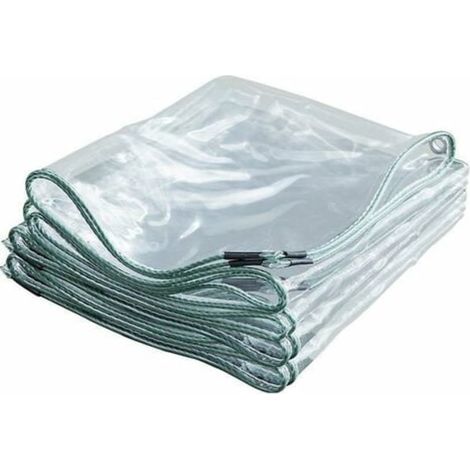 Bâche PVC transparente imperméable renforcée avec œillets, protection lourde pour jardin et maison - 600 g/m², épaisseur 0,5 mm (1/5)