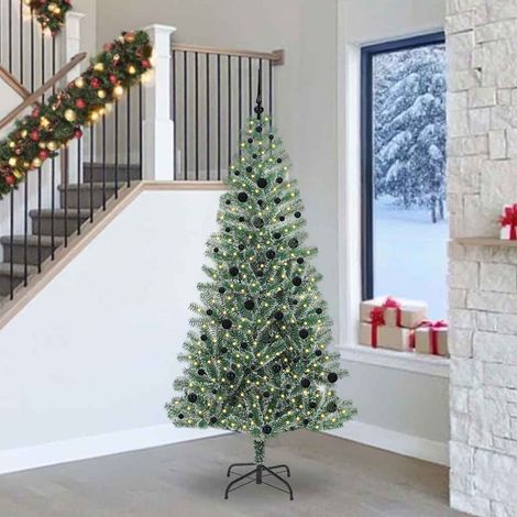 Künstlicher Weihnachtsbaum beschneit mit LED Licht 240 cm