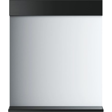 Miroir de salle de bain avec étagère BERG noir bois massif