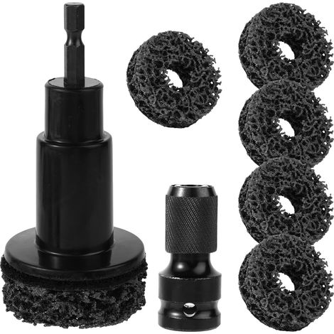 Nettoyage Moyeu de Roue Kit, Brosse Nettoyage Moyeux Kit Compris Tête de Meulage Adaptateur et Tampons pour Restauration des Voiture Jantes Compatible Perceuse Électrique et 12,7mm Clé à Chocs (1/5)