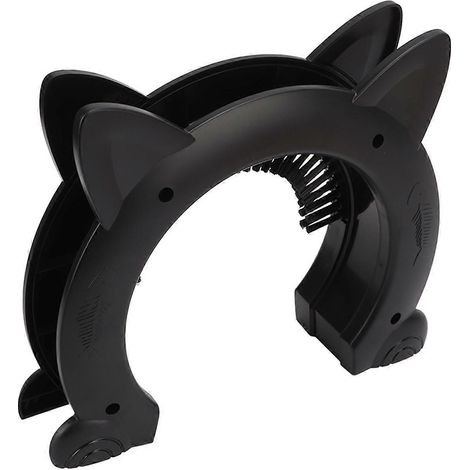 Passe-chat intérieur en acier inoxydable avec brosse de toilettage pour chats (grand modèle), noir (1/2)