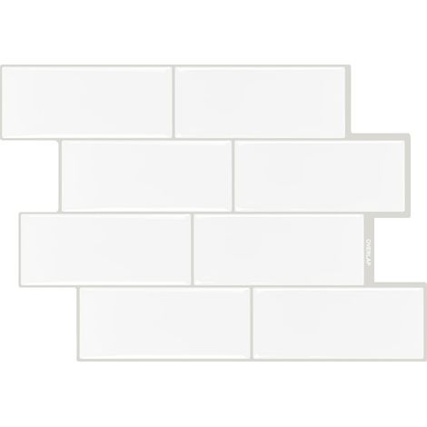 Crédence Pose Facile DIY - Lot de 10 Revêtements Muraux Imperméables, Adhésive pour Cuisine et Salle de Bain, Imitation Carrelage (1/5)