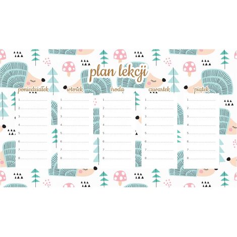 Plan de lección magnético para niños: Lindos erizos (45 x 26 cm)