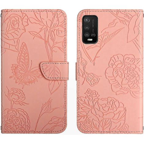 Emed Echtlederhülle für Power U10/U20, Pfingstrosen-Schmetterlings-Design, eleganter Smartphone-Schutz (1/4)