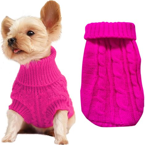 Haustierpullover, warmer Strickmantel, Hundebekleidung, Weihnachtspullover für Haustiere, rosarot, Größe S (1/5)