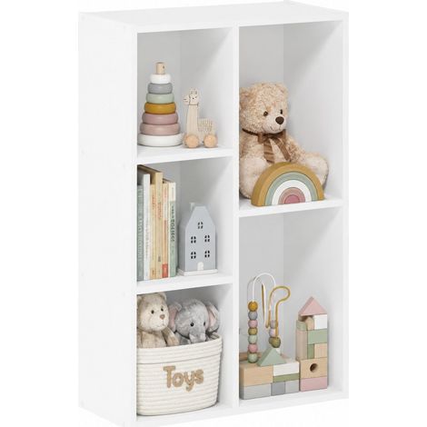 Libreria GINGER HOME per Bambini con 5 Scomparti, Organizer Bianco per Libri e Giochi, 49,5×24×80 cm (1/5)