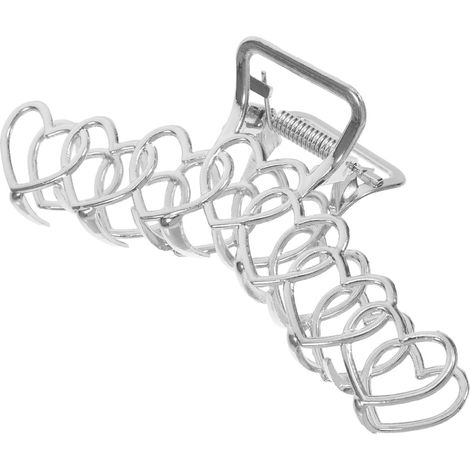 Large Silver Alloy Heart Hair Clip, Minimalist Style for Women (1/5)