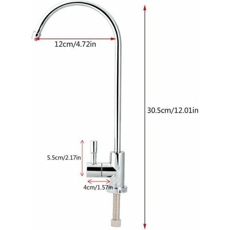 Robinet d'Évier de Cuisine 1/4'' Tactile pour Osmose Inverse - Cou d'Oie avec Filtre d'Eau Potable et Connexion Rapide,FOREHILL (1/4)