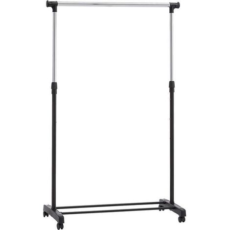 Portant à vêtements - FOLAYA - Modèle télescopique - Chrome - 42 x 78 x 80-160 cm - Mobilité fluide (1/3)