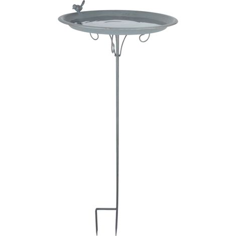 Esschert Design Vogeltränke auf Stab Grau - Metall