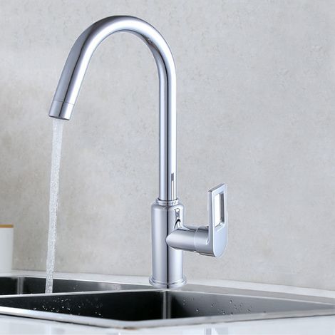 Ensemble mitigeurs de cuisine, robinets de cuisine avec flexibilité pivotante à 360°, robinets d'évier à poignée unique, robinets d'évier monotrou en acier inoxydable galvanisé, eau chaude et froide