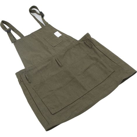 Tablier de travail ajustable en lin confortable, idéal pour les travaux ménagers, la cuisine, les restaurants, les bars et les magasins. (1/5)