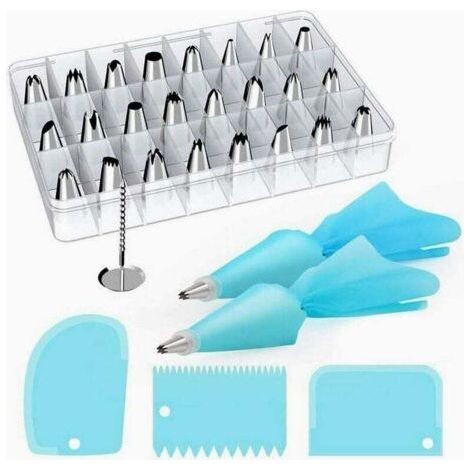 33 Piece Pastry Piping Nozzles Reusable Piping Base Piping Bag Coupler Flower Nails, Stainless Steel Pastry Nozzles, DIY Kits Accessories for Cake Decorating (1/2)