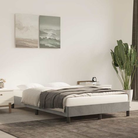 Estructura de cama sin colchón terciopelo gris claro 120x190 cm (1/5)