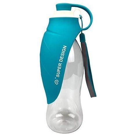 (Bleu / 580 ml) Gourde portable en silicone souple pour chien, motif feuille, gamelle de voyage pour chiots et chats, distribue l'eau (1/4)