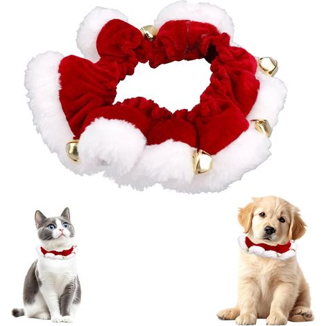 Collier De Noël Pour Chien Et Chat - Élastique Réglable - Rouge Et Blanc - Diamètre Environ 23 Cm - 1 Pièce (1/5)