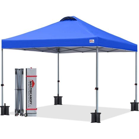 Pavillon Pop-up 2,5x2,5m Bleu, réglable en hauteur 3 positions, UPF50+, hydrofuge, sac inclus (1/5)