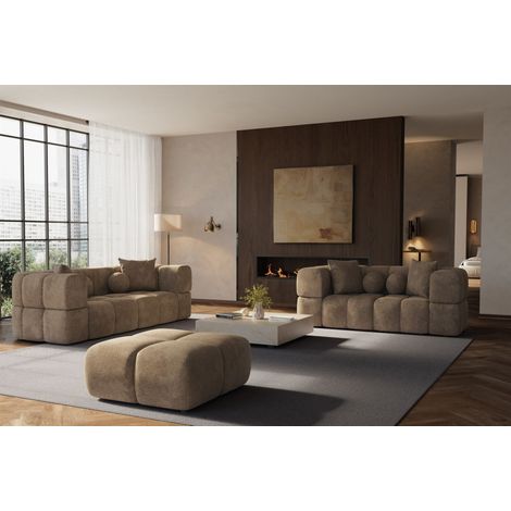 Sofaset Designersofas VEGA 3-2 inkl. Hocker in Stoff Egon Braun