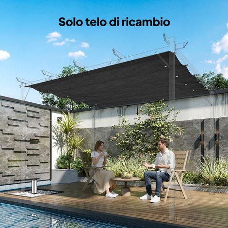Cubierta para pérgola o cenador con 8 orificios de drenaje, poliéster UV30+, 286 x 245 cm, gris oscuro. (1/5)