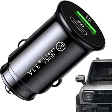 Adattatore per caricabatteria da auto USB, doppia porta 3.1A di ricarica rapida, porte USB-A e USB-C, design compatto, mini caricabatteria da auto, caricabatteria da auto portatile (1/5)
