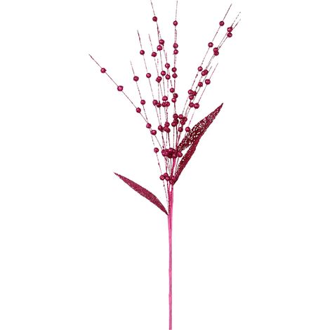 (Ca. 60 cm, 15 Zweige, 0,8 g Kugel pro Zweig) Künstlicher, klebriger Beerenzweig, Dekoration für Weihnachtsfeiern, Bühnendekoration, Requisite für Hochzeitsfotos (rot-rosa) (1/2)