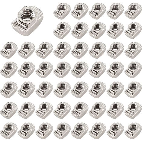 Lot de 50 écrous à tête de marteau - Avec fente en T - Écrous à rainure en T - Écrous de marteau M4 galvanisés - Profil en aluminium - Fente d'extrusion - Norme européenne (EU20-M4 x 11 x 6) (1/5)