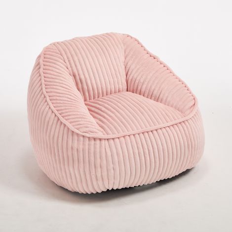 Poltrona pouf imbottita in schiuma memory, rivestimento in ciniglia rosa, morbida e confortevole (1/4)