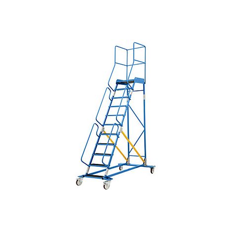 Escalera rodante con tarima pieza insertada en los peldaños
