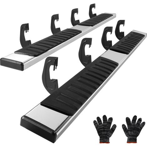 Marchepieds latéraux 6 pouces compatibles Chevrolet Silverado/GMC Sierra 1500 Crew Cab 2007-2018 et 2500HD 3500HD 1500 LD 2019, barres nerf en acier inoxydable 201, seuils 500 lb, 2 pièces (1/5)