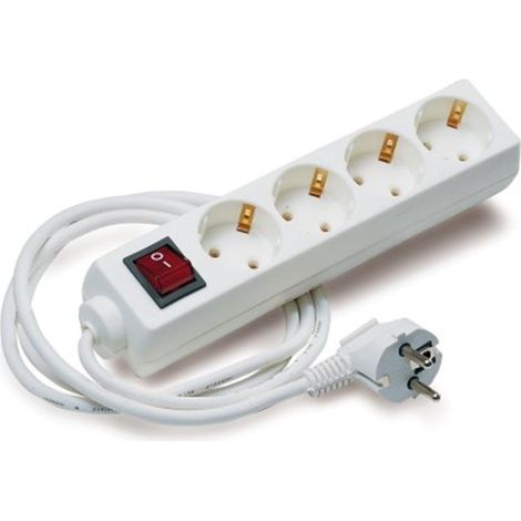 Base 4T avec protection, câble de 1,5 m, avec interrupteur, pour une utilisation sûre dans les installations électriques et les appareils multiples