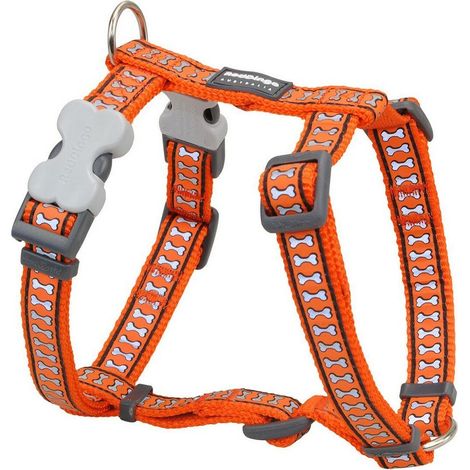 red-dingo Reflective Bone Harnais chien orange ajustable