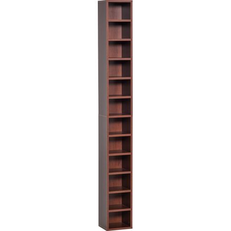 Colonna porta CD e DVD alta e sottile 21 x 20 x 175 cm salva-spazio anti-ribaltamento stile moderno in MDF marrone 210001694