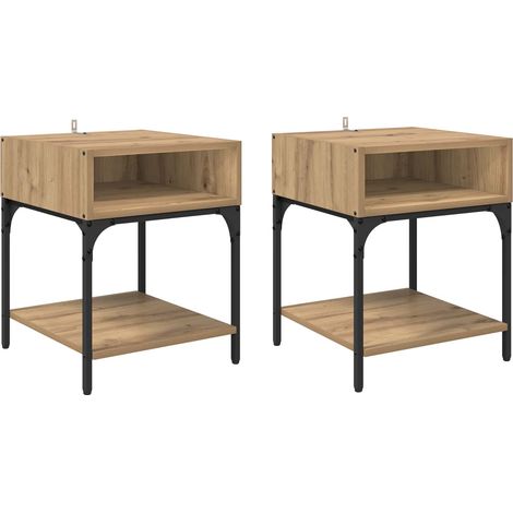Maison Exclusive - Comodino 2 pcs Rovere artigianale 40 x 40 x 50 cm