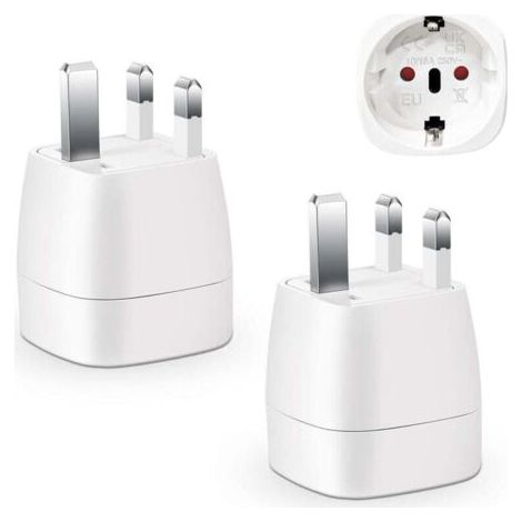 2 Pièces Adaptateur Prise Anglaise, Adaptateur de Voyage France vers UK, Adaptateur de Prise pour Irlande, Angleterre, Ecosse, Dubaï, Malte, Adaptateur Type G